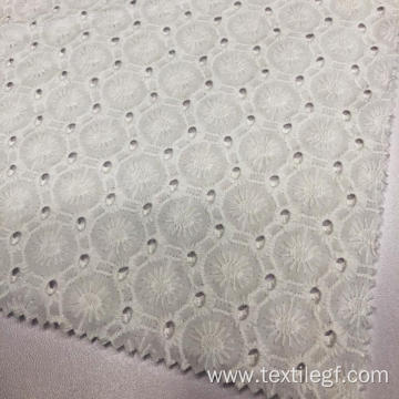 Embroidery White Knitting Fabric